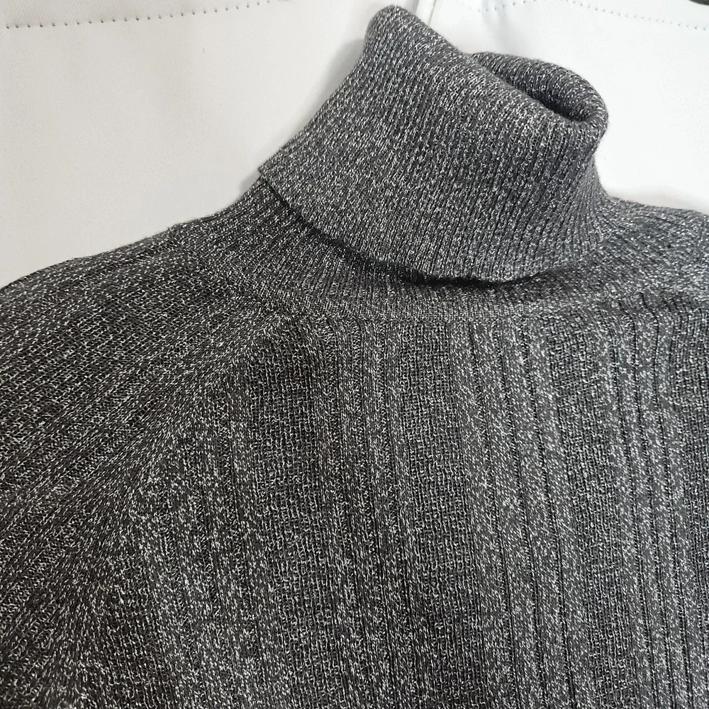 Turtleneck‎ Sweater Women Small Silver Metallic Ribbed Studio Y Sparkle NWT